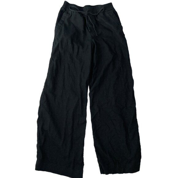 A NEW DAY || High-rise Wide Leg Linen Rayon Drawstring Black Pants - Size S - Picture 1 of 7